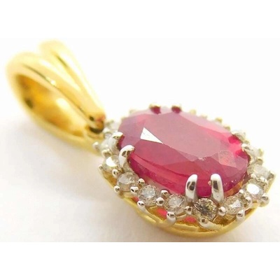 Klenoty Budín Dámský diamantový přívěsek s pravým červeným rubínem HKD50