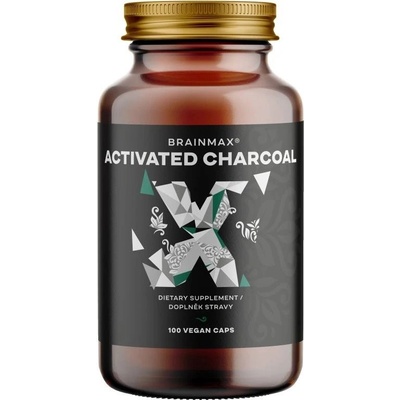 BrainMax Activated Charcoal z kokosových škrupín 100 rastlinných kapsúl