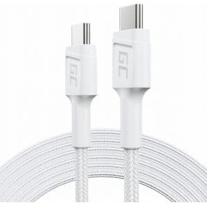 GREENCELL Cable White USB-C Type C 2m Green Cell PowerStream, Power Delivery 60W, Quick Charge 3.0