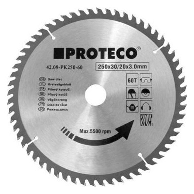 Proteco pílový kotúč 250 x 3,0 x 30mm 60WZ 42.09-PK250-60