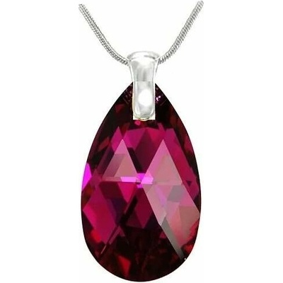 Swarovski Elements Stříbrný náhrdelník visací růžová slza, kapka 54025.3 Fuchsia (růžová tmavá, fuchsiová)