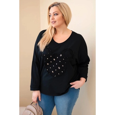 Kesi Dámska bavlnená blúzka Plus Size s výstrihom do V biela Čierna