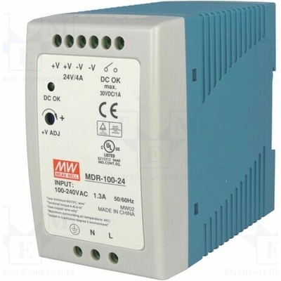 MEAN WELL MDR-100-24 Napájecí zdroj: spínaný; na lištu DIN; 96W; 24VDC; 4A; 85÷264VAC