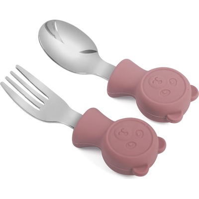Martons Detský príbor Bear Dark pink 2 ks