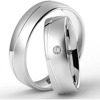 Blink Blink a matné svadobné obrúčky z bieleho zlata s kameňom 8189 BL