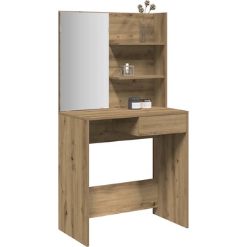 vidaXL Тоалетка с огледало, дъб артизан, 74, 5x40x141 см (857008)