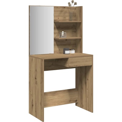 vidaXL Тоалетка с огледало, дъб артизан, 74, 5x40x141 см (857008)
