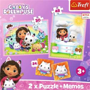 Trefl Puzzle 2v1 + пексесо - Габи със своето котенце / Gabby's Dollhouse (93382)