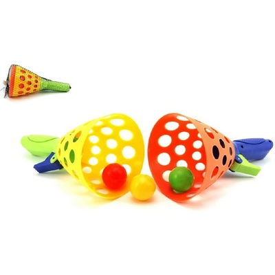 Catch ball hra 2ks + 3 míčky plast 19cm v síťce