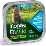 Monge Natural Superpremium BWild Grain Free Adult Cat Anchovies with vegetables - Pate terrine - пастет за котки в зряла възраст, БЕЗ ЗЪРНО, аншоа и зеленчуци - 100 гр, Италия - 2874