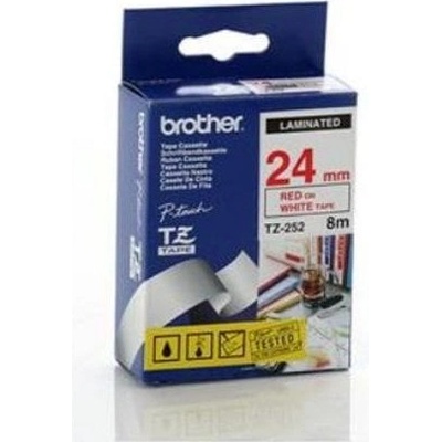 Brother TZ-252/TZE252 bílá/červená laminovaná 24 mm