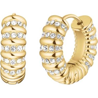 Rosefield Pozlátené kruhy s čírymi kryštálmi Striped Hoops JESCG-J1280