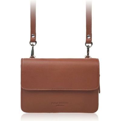 Paolo Peruzzi Hnědá dámská kožená crossbody kabelka 2 v 1 Cornelia