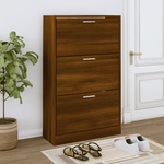 vidaXL Шкаф за обувки, кафяв дъб, 63x24x103 см, инженерно дърво (342557)
