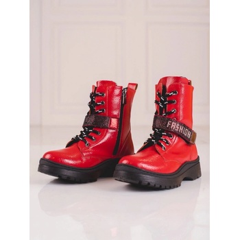 W. Potocki výborné dětské kotníkové boty bez podpatku červené