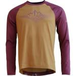 Zimtstern Мъжка фланелка с дълъг ръкав за колоездене Zimtstern Pureflowz Shirt L/S Cycling jersey - Golden Brown / Windsor Wine - размер XL (056-3321-0514)