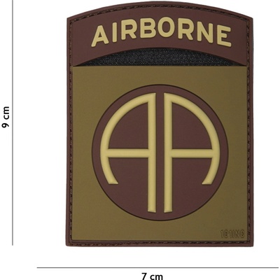 Gumová nášivka 101 Inc znak Airborne 82nd - hnedá