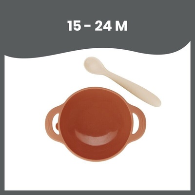 Babymoov Silikonová miska s přísavkou a lžičkou Tast´Isy Kit Fox 350 ml