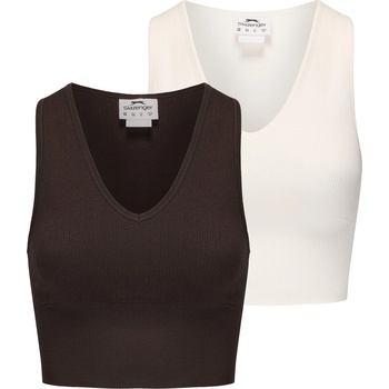 Image 1 of Slazenger 2pk Croptank Womens - Chocolate/Sugar