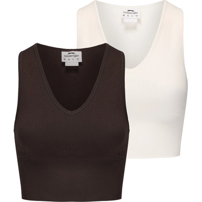 Slazenger 2pk Croptank Womens - Chocolate/Sugar