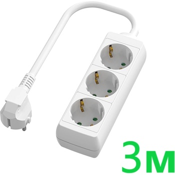 UltraLux Разклонител с 3 Шуко гнезда, 3 метра, бял (r33w)