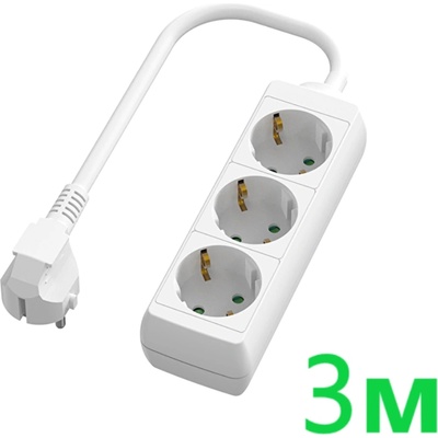UltraLux Разклонител с 3 Шуко гнезда, 3 метра, бял (r33w)