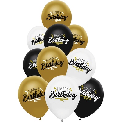 Globos Festival БАЛОНИ 10 БР. 12" - 30 СМ МЕТАЛИК ПРИНТ happy birthday