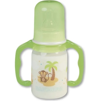Baby-Nova Пластмасово шише с дръжки Baby Nova РР - 125 ml, зелено (46003)