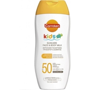 Carroten Слънцезащитно мляко за деца за лице и тяло, Carroten Kids Face & Body Kids Sunscreen Emulsion SPF50 200ml