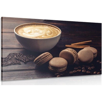Obraz káva s čokoládovými makrónkami - 30x20
