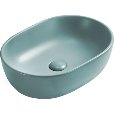 Viki умивалник върху плот 48 x 35 cm, светло зелено мат - 21054848 (21054848)