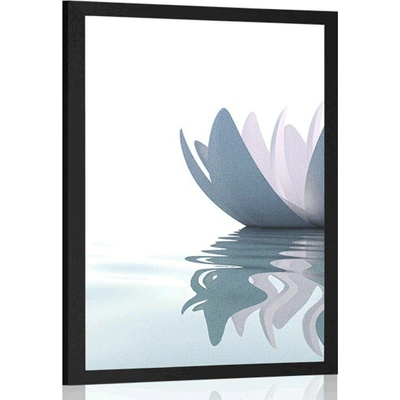 Plakát lotosový květ v řece - 30x45 white