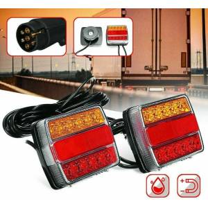  Комплект led Стопове 12v с Магнит и Окабеляване, 5 Функции, за Ремаркета, Колесари, Платформи, МПС
