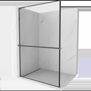 Mexen Kioto+ L душ параван със стойка Walk-in 120 x 200 см, черна рамка, сатенен антрацит (gun gray) - 800-120-123-66-70 (800-120-123-66-70)