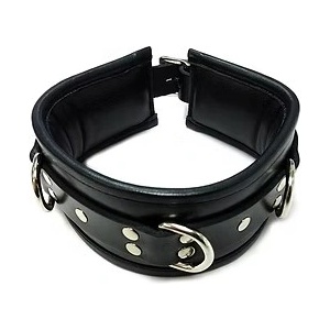 Rouge Leather 3 D-Ring Padded Collar Black