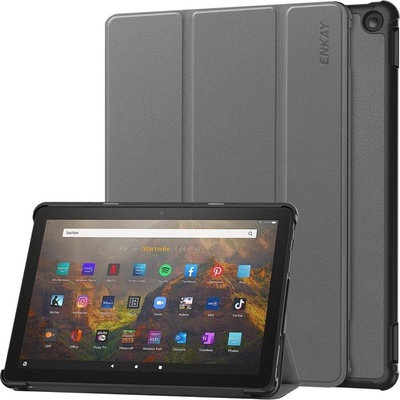 ENKAY 133087 Leather Zaklápací kryt pre Amazon Fire HD 10 2023 šedý