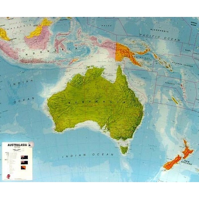 Austrálie - nástěnná mapa 120 x 100 cm, lamino + černý hliníkový rám