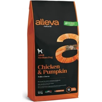 Diusapet Alleva® natural (adult medium) chicken & pumpkin - пълноценна храна за пораснали кучета, над 1 година, средни породи, Италия - 12 кг 2158