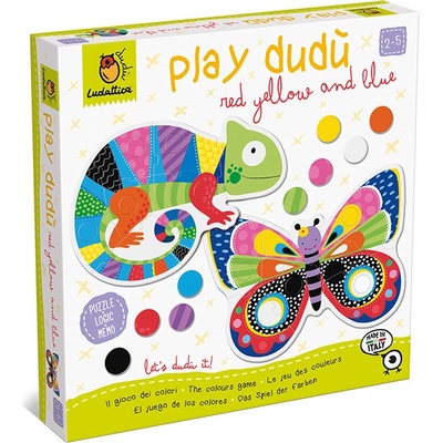 Ludattica červená žltá modrá farebná vkladacia hra