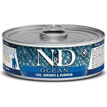 FARMINA N&D cat OCEAN kitten cod, shrimps & pumpkin консерви 70 г