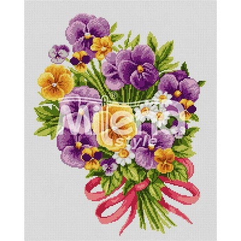 Milena Style Пъстри теменужки - гоблен със схема конци dmc 1: 1