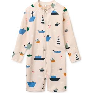 LIEWOOD Детски цял бански от ликра (UV защита) LIEWOOD Kid's Max Printed L/S Swim Jumpsuit Lycra - Sailing / Sandy - размер 92 (EU) (750-2486-0113)
