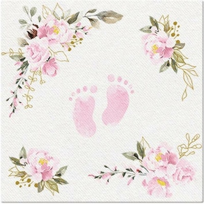 PAW Airlaid AAN007104 Baby Feet Light Pink servítka 40x40cm
