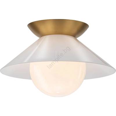 Elstead Lighting Quintiesse QN-SAUCER-FM-AB-OPAL - Таванно осветително тяло SAUCER 1xE27/40W/230V златисто (ED1108)
