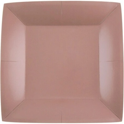 Santex Papierové taniere štvorcové jednofarebné 18 x 18 cm Farba: ružovo-zlatá