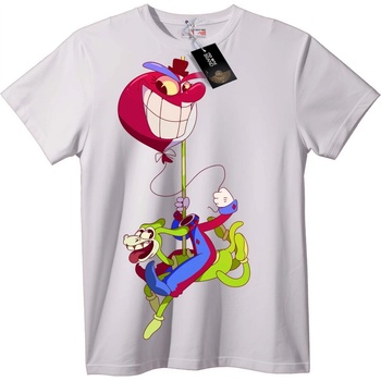 NOONEBRAND Тениска Ren & Stimpy Карикатура - 2XL, White