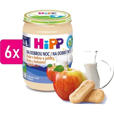 HiPP BIO Kaša na dobrú noc s keksmi a jablkami 6 x 190 g