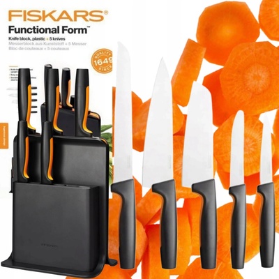 Fiskars Bambusový blok s pěti noži černý 1057554