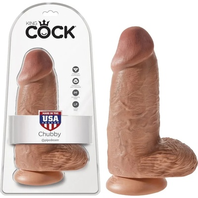 Пенис дилдо с внушителен диаметър, 24, 5см. - King Cock Chubby Tan (PIPE553222)