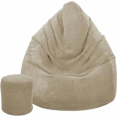 TopKing sedací vak XXXXL + podnožník XL plyš svetlohnedý